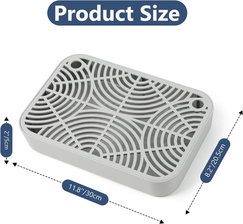 Lanstics Litter Box Step, Litter Box Ramp for Cats Grey Litter Catcher Cat Ramp with Filter Function Cat Steps for Litter Boxes Anti-Tracking & Easy to Clean (Light Grey) - Image 2